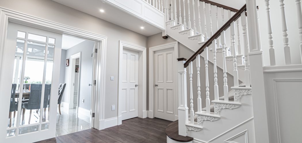 staircase wall panelling in hallway